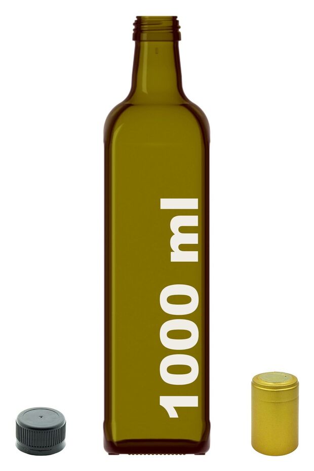 1000 ml Green Maraska Empty Glass Bottle with Locking Cap and Hooded , 1 Piece