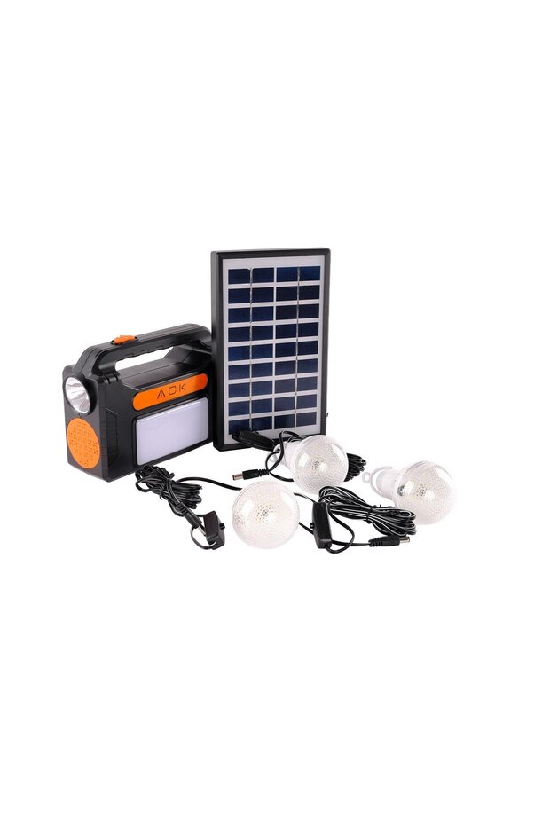 AC01-00830 Solar Led Kamp Lambası Seti 3 Ampul Ve El Feneri - 1