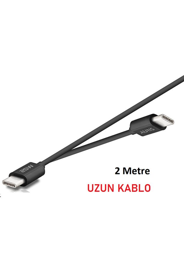 Auris 2 Metre Uzun 25 Watt TypeC Şarj Kablosu - TypeC to TypeC Hızlı Şarj Kablosu PD/USB C - 3