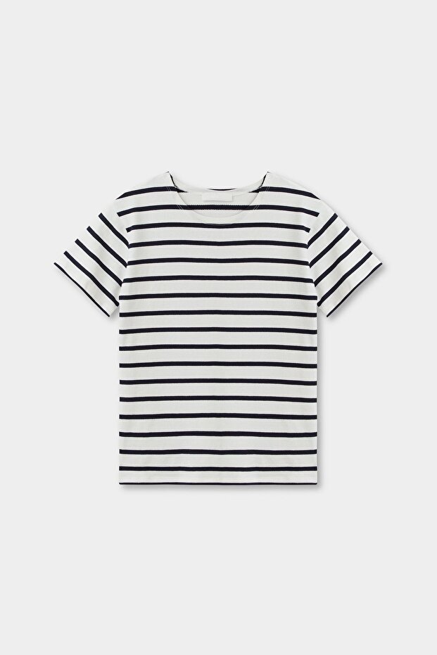 Unisex Kids' Crew Neck Striped Short Sleeve T-Shirt
