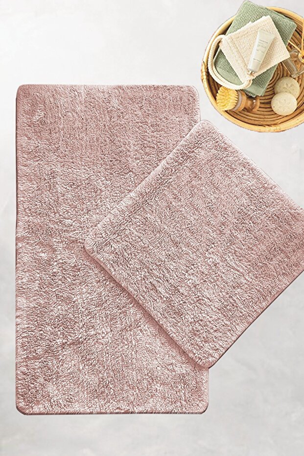 Cotton Basic Pembe 2'li Set Banyo Halısı - 1