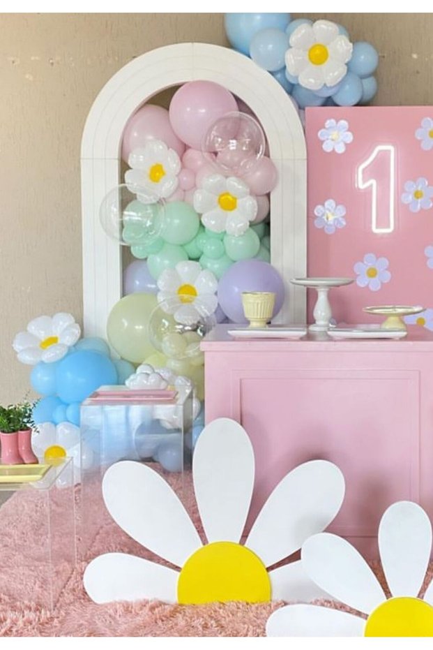 Mixed Macaron Colored Daisy Balloon Chain Set of 100