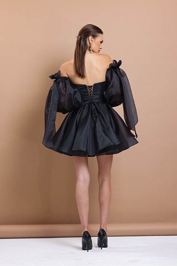 Dalya Siyah Straplez Mini Elbise - 6