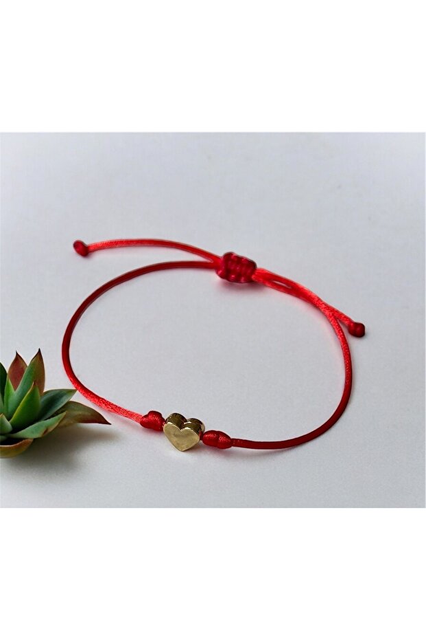 سوار حبل أحمر على شكل قلب ذهبي - 2