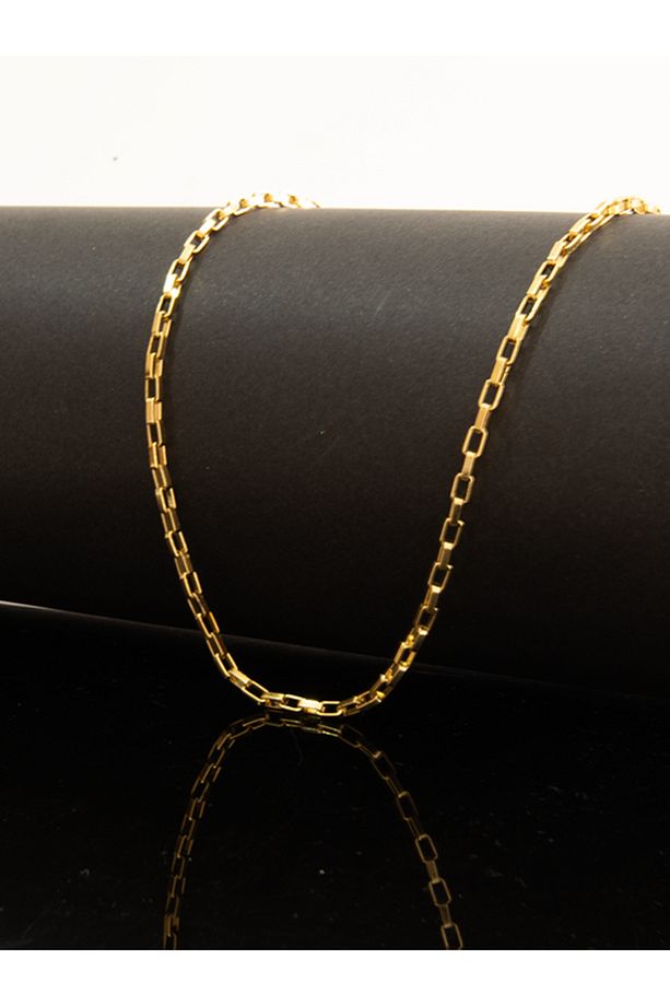 Sarı Gold Lak Kaplama Bijuteri Zincir Kolye - 1
