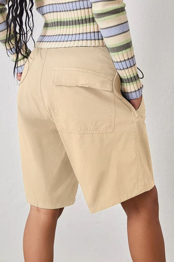 Bej Longline Baggy Tech Şort - 3
