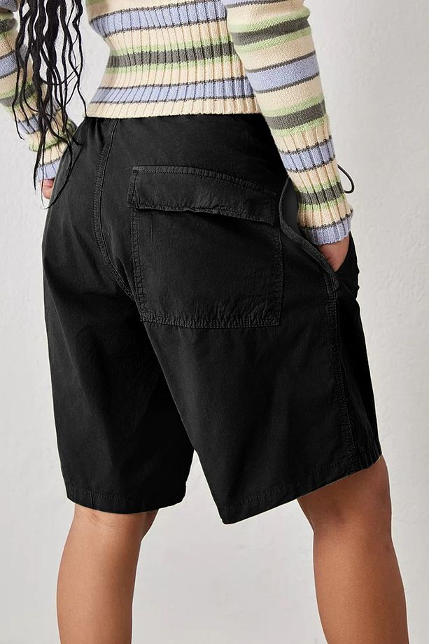 Siyah Longline Baggy Tech Şort - 3