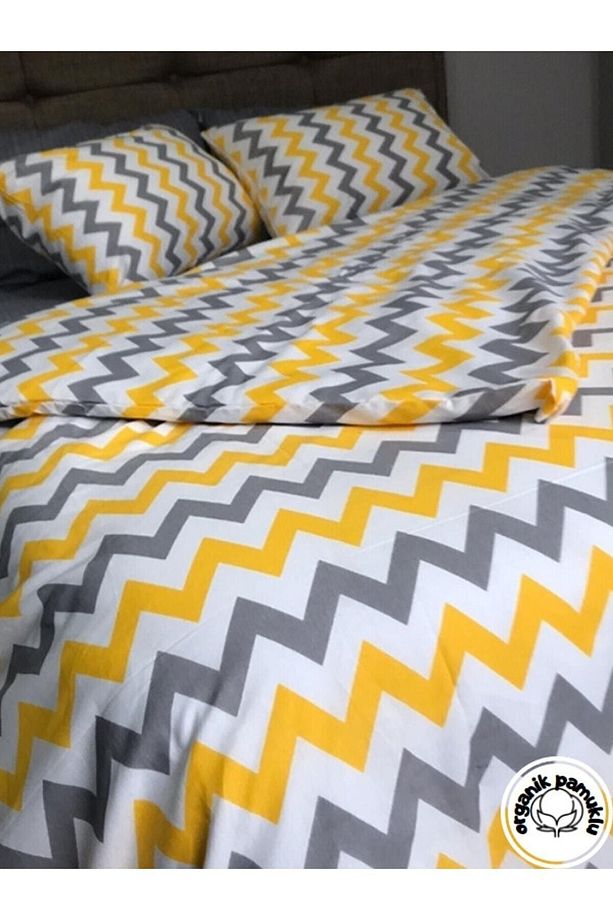 Zigzag Desen Lüks Pamuklu Tek Kişilik Nevresim Seti - 3