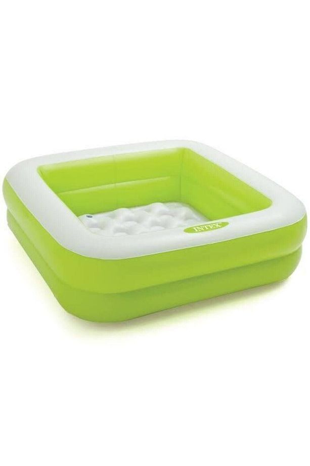 Yumuşak Tabanlı Mini Kare Havuz - Yeşil + Pompa - 1