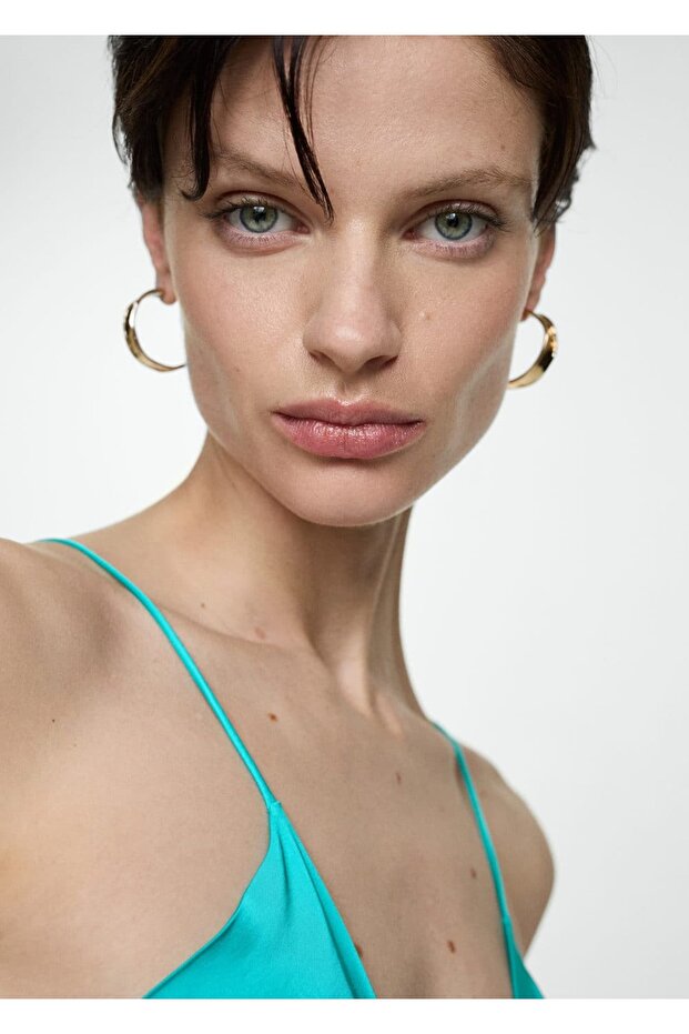 Straplez saten elbise - 6