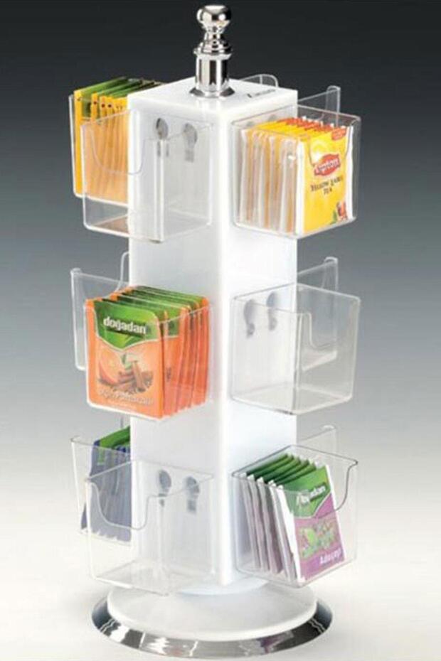 Zcp-651 Acrylic Rotating 12 Compartments 36 Cm Bagged Tea Stand