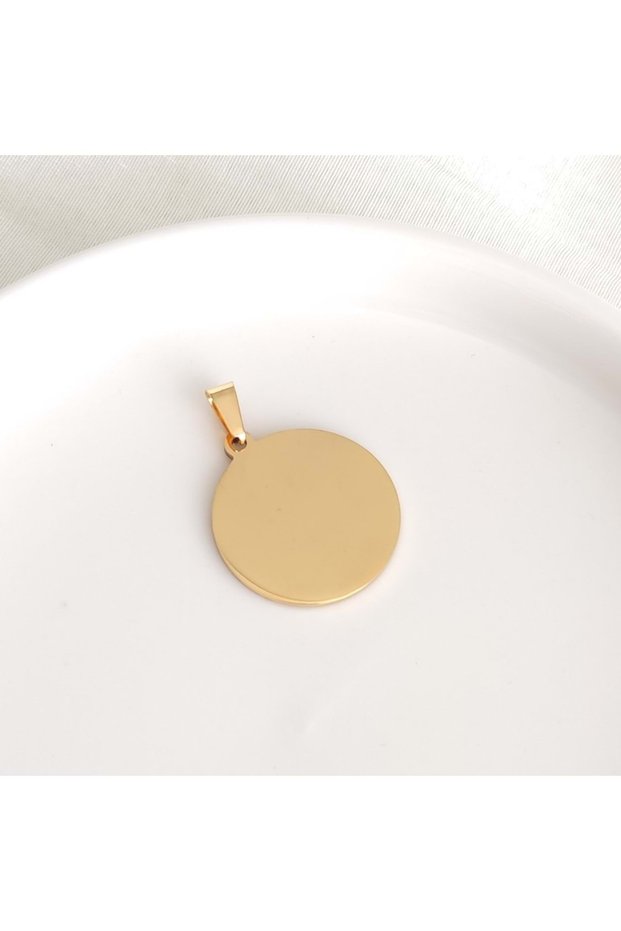 2.5CM Round Plate - Steel Gold Pendant