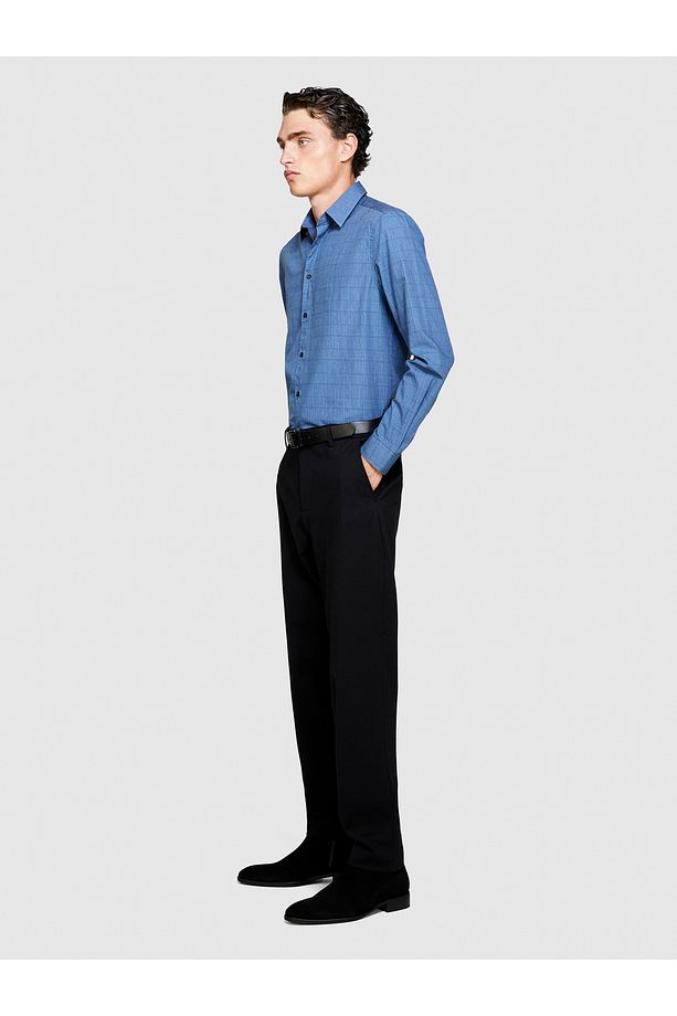 Erkek Mavi %100 Koton Regular Fit Kareli Gömlek - 3