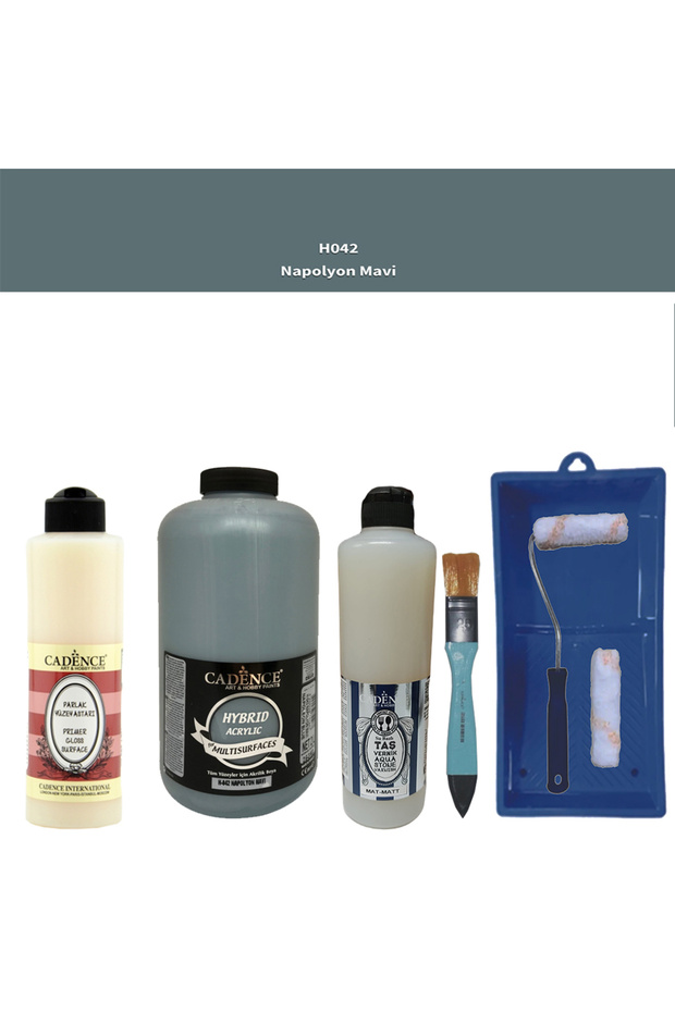 Banyo Mutfak-Cadence Multi H-042 Napolyon Mavi 2000Ml Par Yüzey A 500Ml Taş Vernik Mat 500Ml ruloset - 1