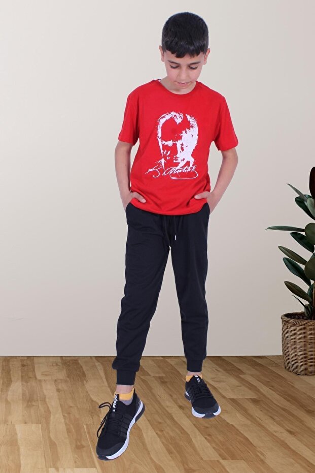 Oversize Printed Boy's Short Sleeve Top and Bottom Set