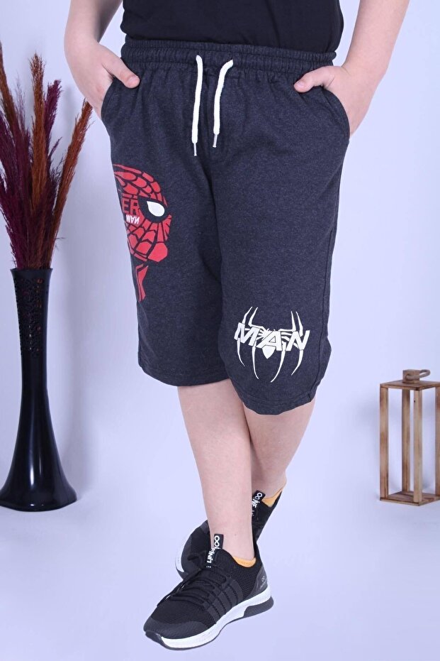 Man Font Printed Wide Leg, Pocketed Boy's Capri
