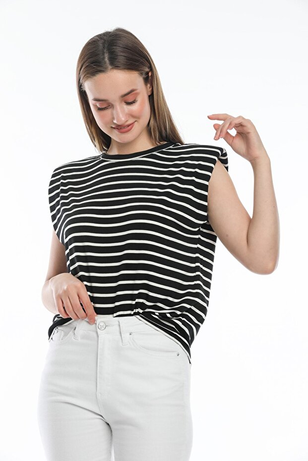 Μαύρη ριγέ επένδυση Basic - 5