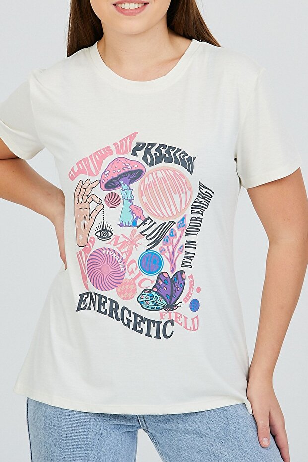 Ecru Front Printed Basic - 2