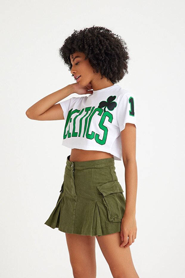 Fusta mini cargo plisată - 4