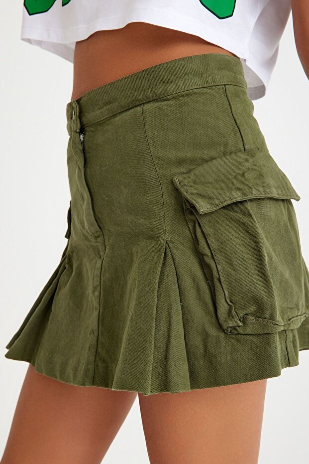 Fusta mini cargo plisată - 7