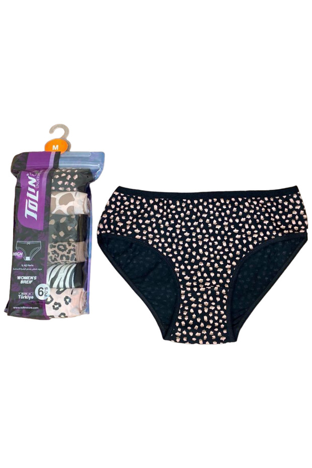 Women's 6-Piece Cotton Lycra Printed Towel Net Mid-Waist Panties Set 2276178