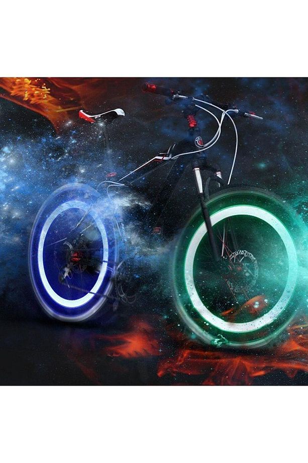 2 Adet Led Işıklı Hareket Sensörlü Yeşil Işıklı Bisiklet Araba Motor Sibop Kapağı Lambası - 3