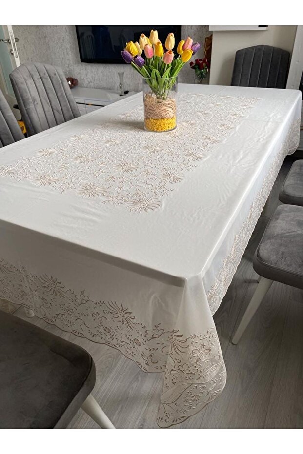 Luxury 1St Class Embroidered Erasable Pvc Tablecloth
