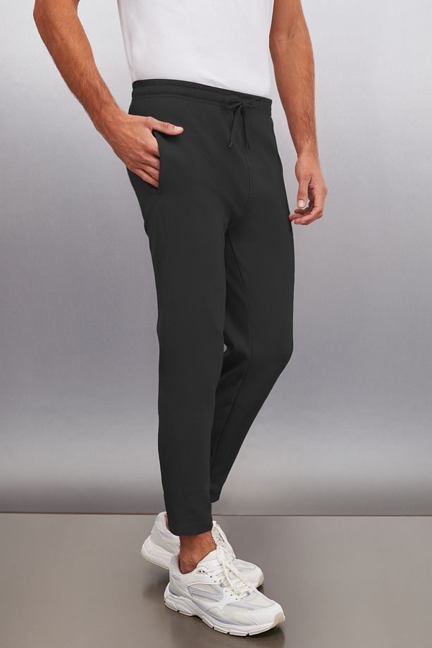 JESHUA Erkek Örme Kumaş Regular Fit Siyah Pantolon - 3