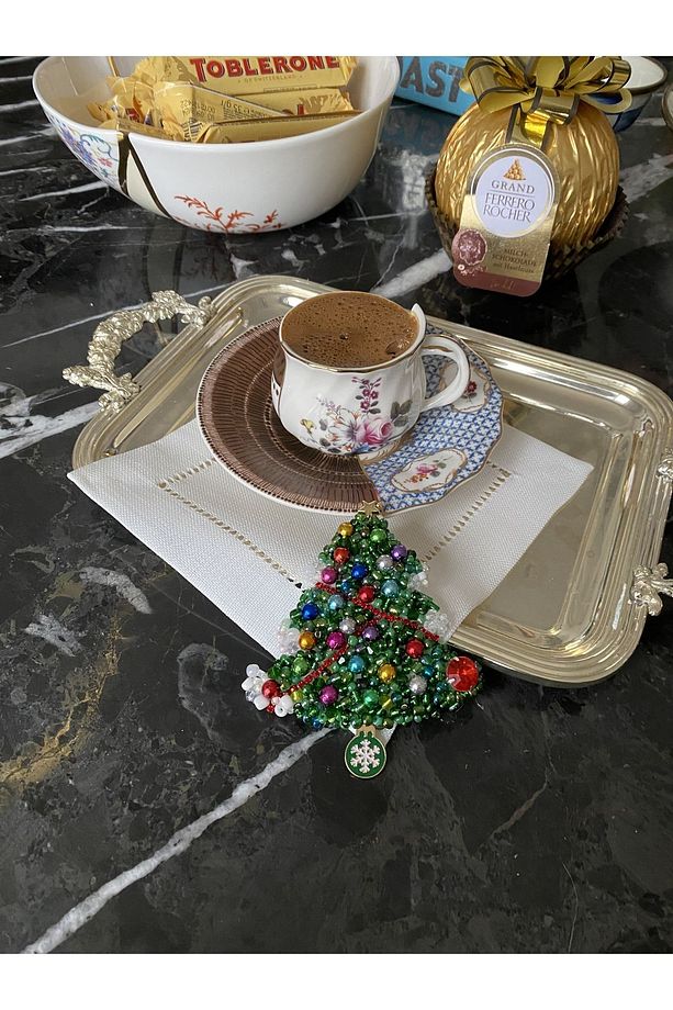 1 adet yılbaşı noel temalı kahve yanı sunum peçetesi - 4