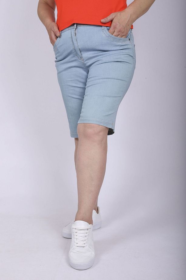 Açık Mavi Denim Şort - 1
