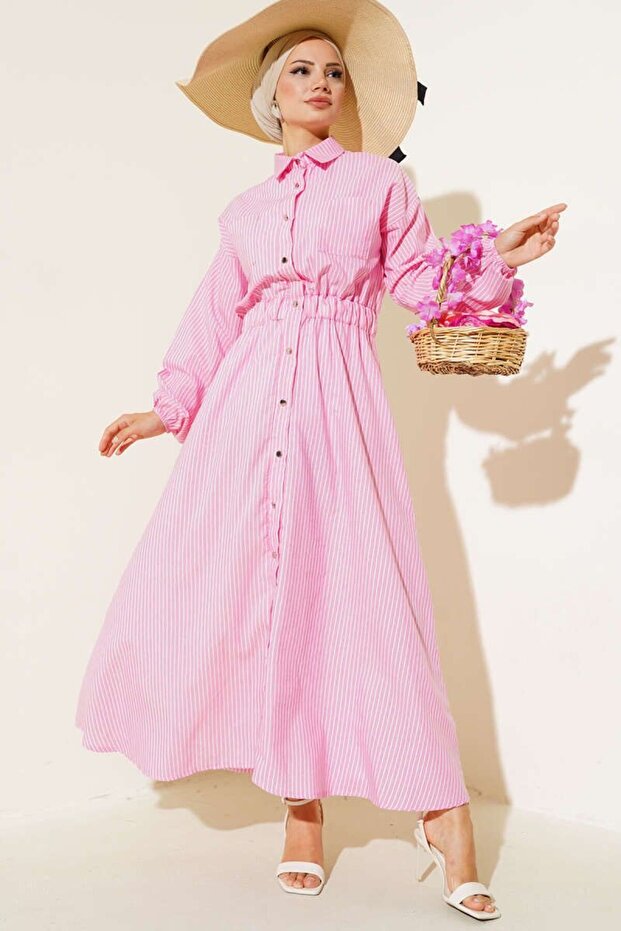 Women Metal Button Dress