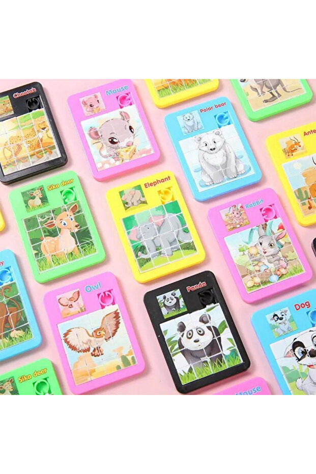 3 Adet Farklı Figürlü Mini Puzzle Yapboz Bulmaca - 3