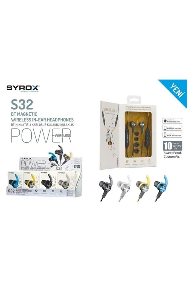 S32 Bluetooth Kulaklık Kulakiçi Mıknatıslı Spor Mikrofonlu Sarı - 3