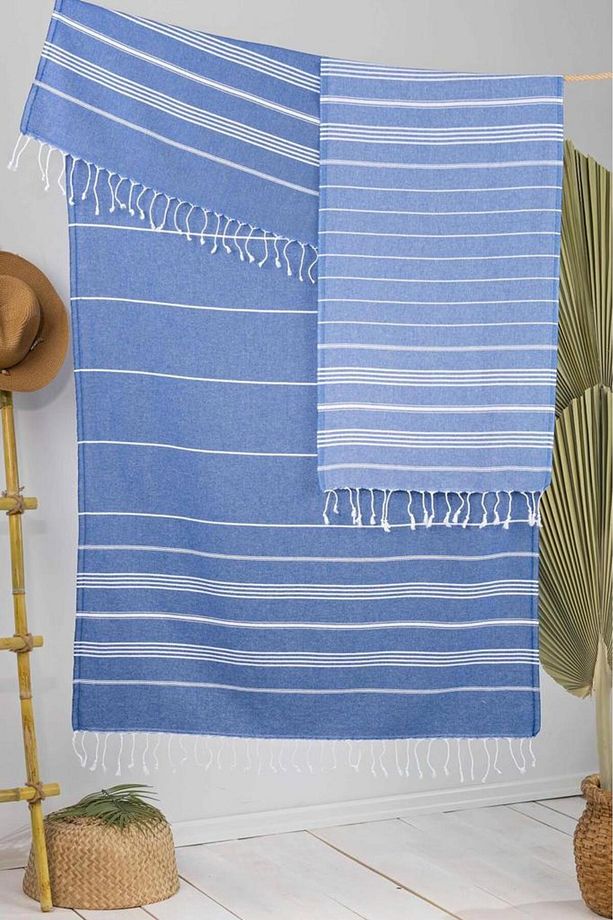 %100 Pamuk Sultan Peştemal 2’li Set, Püsküllü, Banyo Havlusu, Plaj Havlusu, Hamam Havlusu - 1
