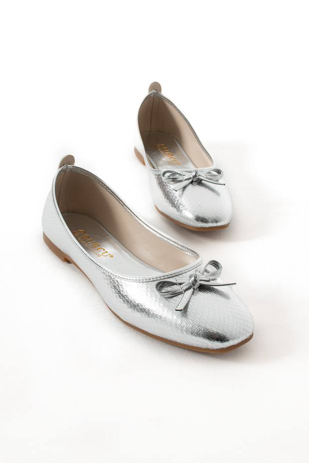 Daily Bow-Knot Ballet Flats Women's Shoes Silver