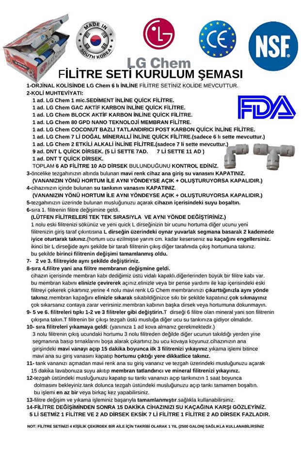 7 Li Inline Filitre Seti Alkali Ve Mineral Filitreli Kapalı Kasa Su Arıtma Cihazları Için - 9
