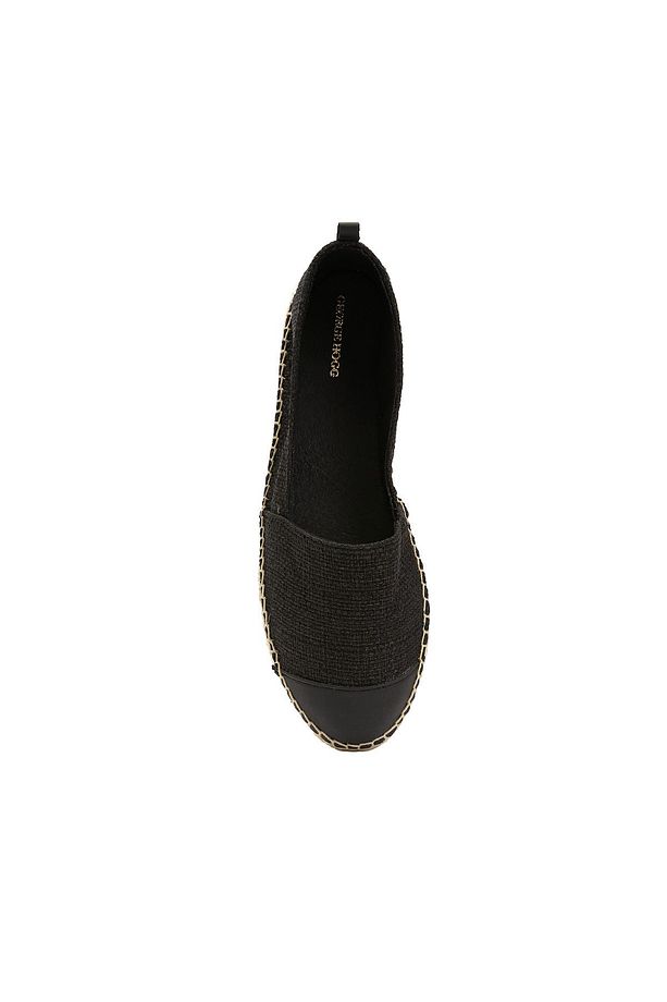 Siyah Renk, Yuvarlak Burun, Kauçuk Tabanlı Espadril - 4