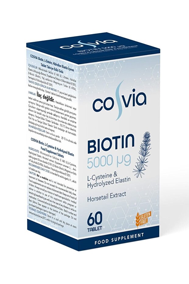 Biotin 5000 Mcg. L-sistein, Hidrolize Elastin, At Kuyruğu Ekstresi 60 Tablet - 4