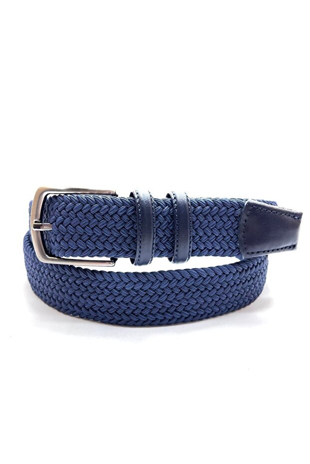 Elastic Knit Stretchy Unisex Belt with Genuine Leather Details