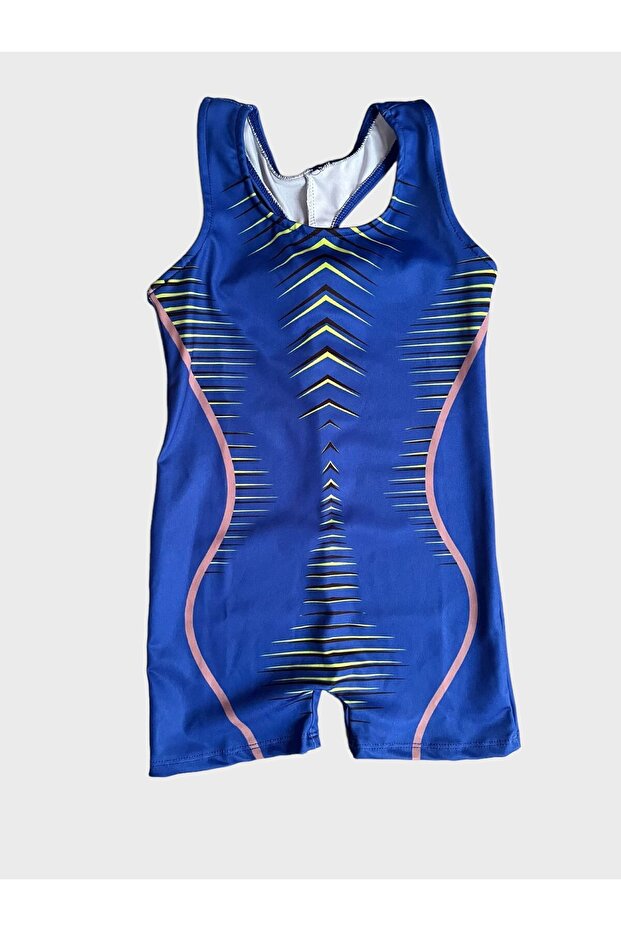 Girls' Blue Striped pattern Swimsuit