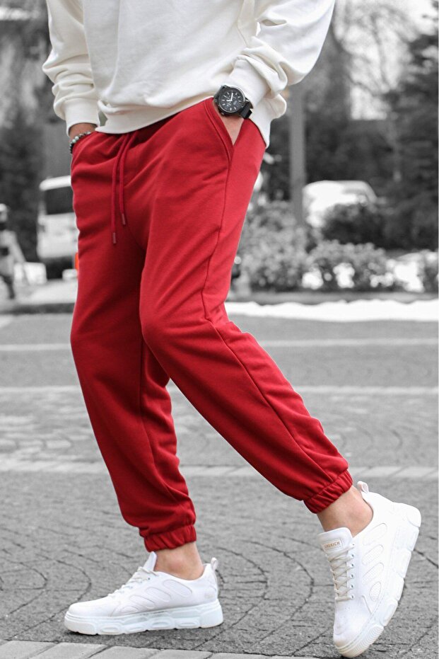 Claret Red Basic Men's Sweatpants - 3