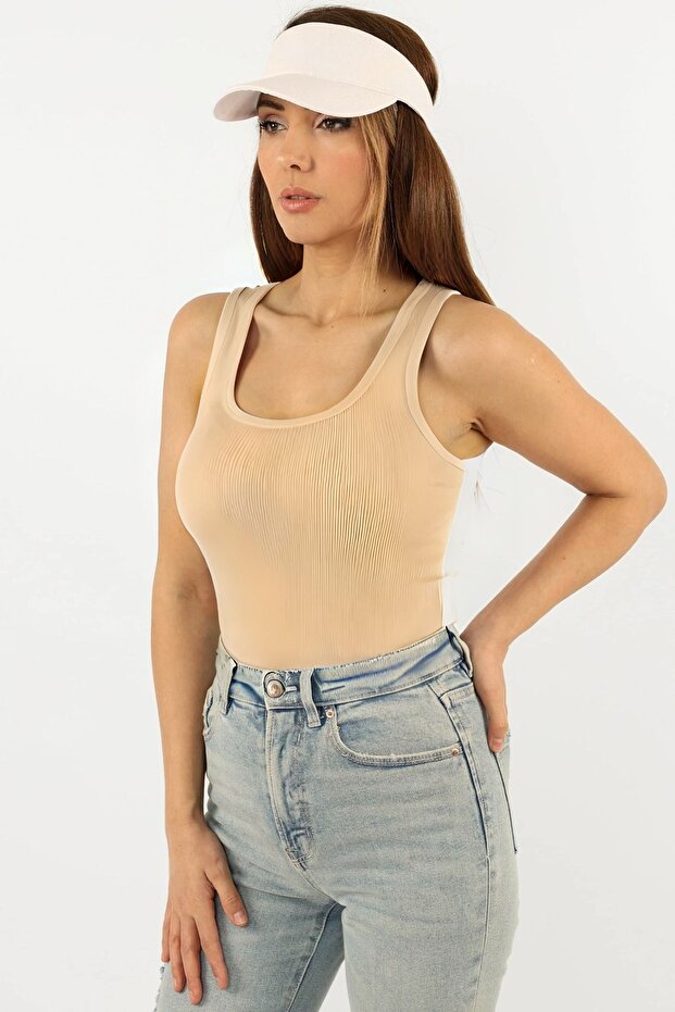 CREAM Color Corded Basic Knitted Undershirt - Thick Strap - 1