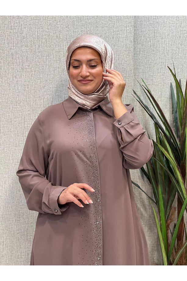 Önü Serpme Taşlı Tunik - 4