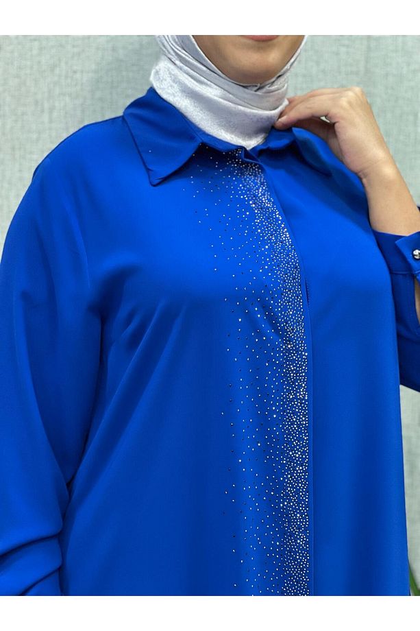 Önü Serpme Taşlı Tunik - 4