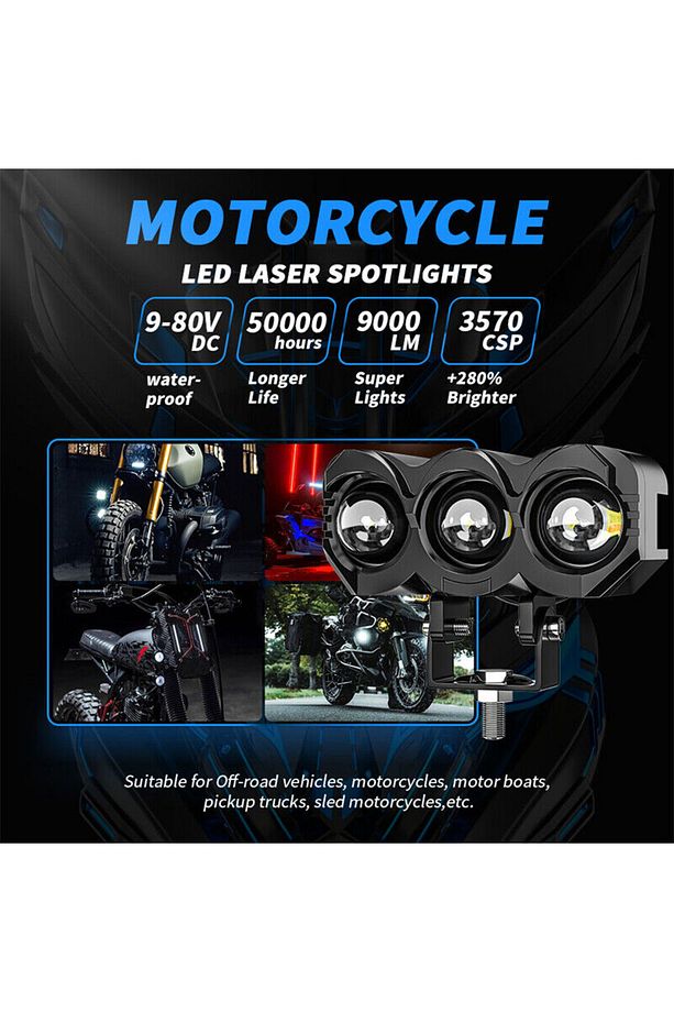 Beyaz Sarı  Motorsiklet Sis Farı Led Projektör 1 Adet - 3