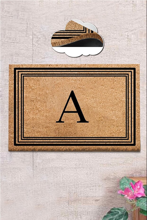 Coco Letter A 40x60 Cm Bristle Mat, Decorative Multi-Purpose Indoor and Outdoor Door Mat