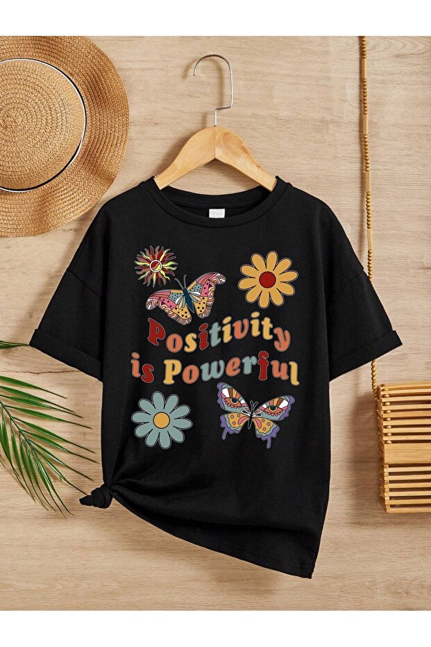Unisex Comfortable Cotton Printed Black Children's T-shirt