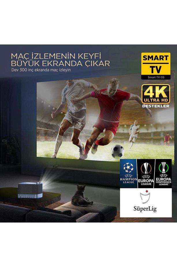 Aurzen Boom 3 4K Android Projeksiyon Cihazı + Auto Focus + Auto Keystone + 6G WiFi + 5.2 Bluetooth + - 9