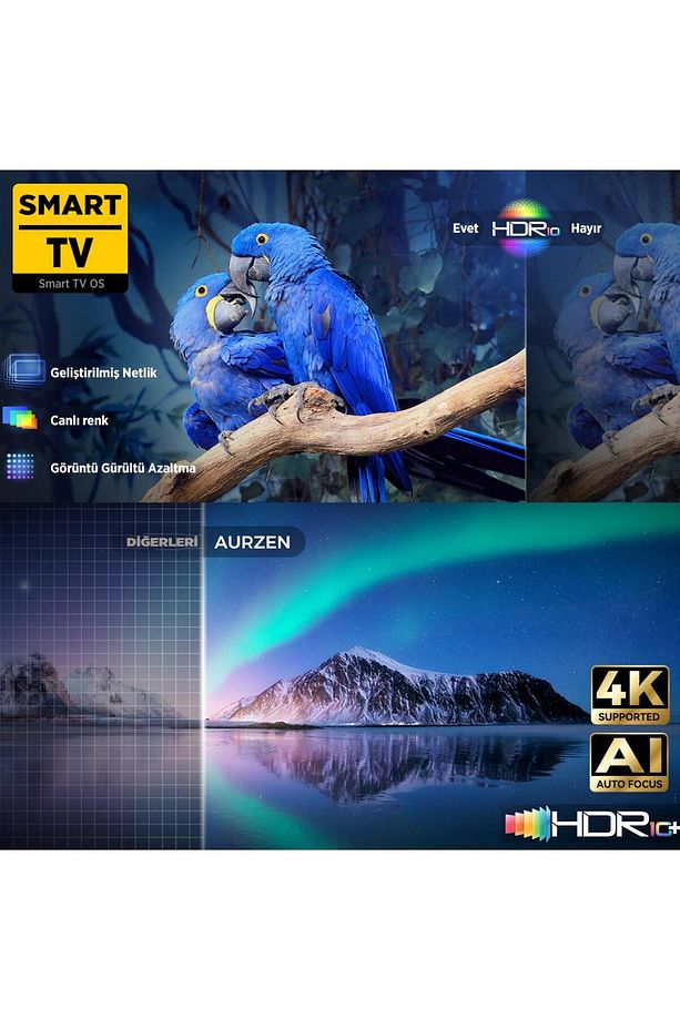 Aurzen Boom 3 4K Android Projeksiyon Cihazı + Auto Focus + Auto Keystone + 6G WiFi + 5.2 Bluetooth + - 7