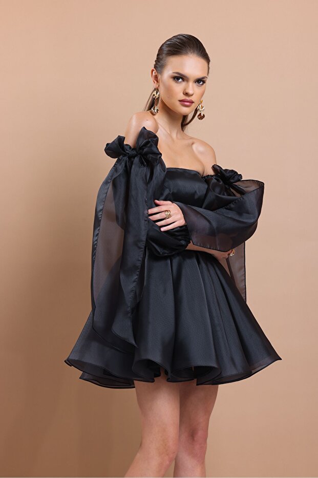 Dalya Siyah Straplez Mini Elbise - 5